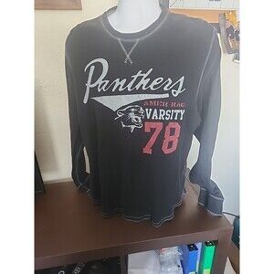 American Rag Mens XXL Varsity Long Sleeve Shirt Gray Black Graphic Tee Size 2XL